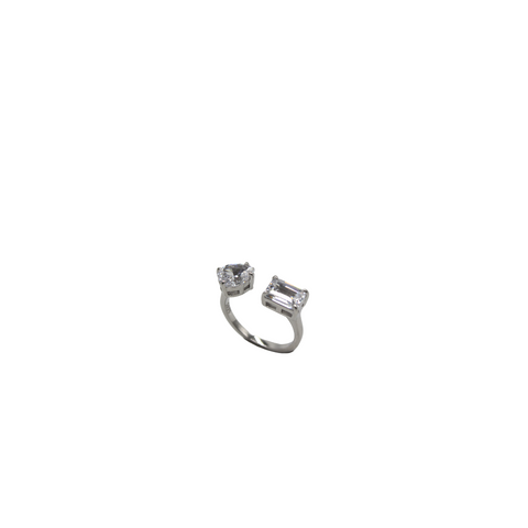 Annaum Silver Two Stone Ring