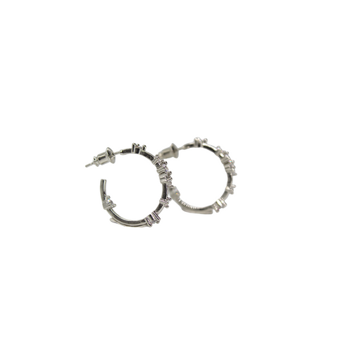 Annaum Silver Crystal Hoops