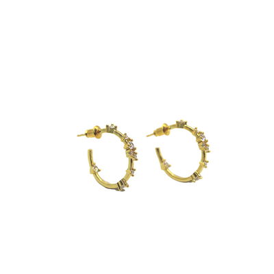 Annaum Gold Crystal Hoops