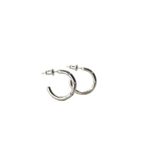 Maryam Silver Striped Crystal Hoops